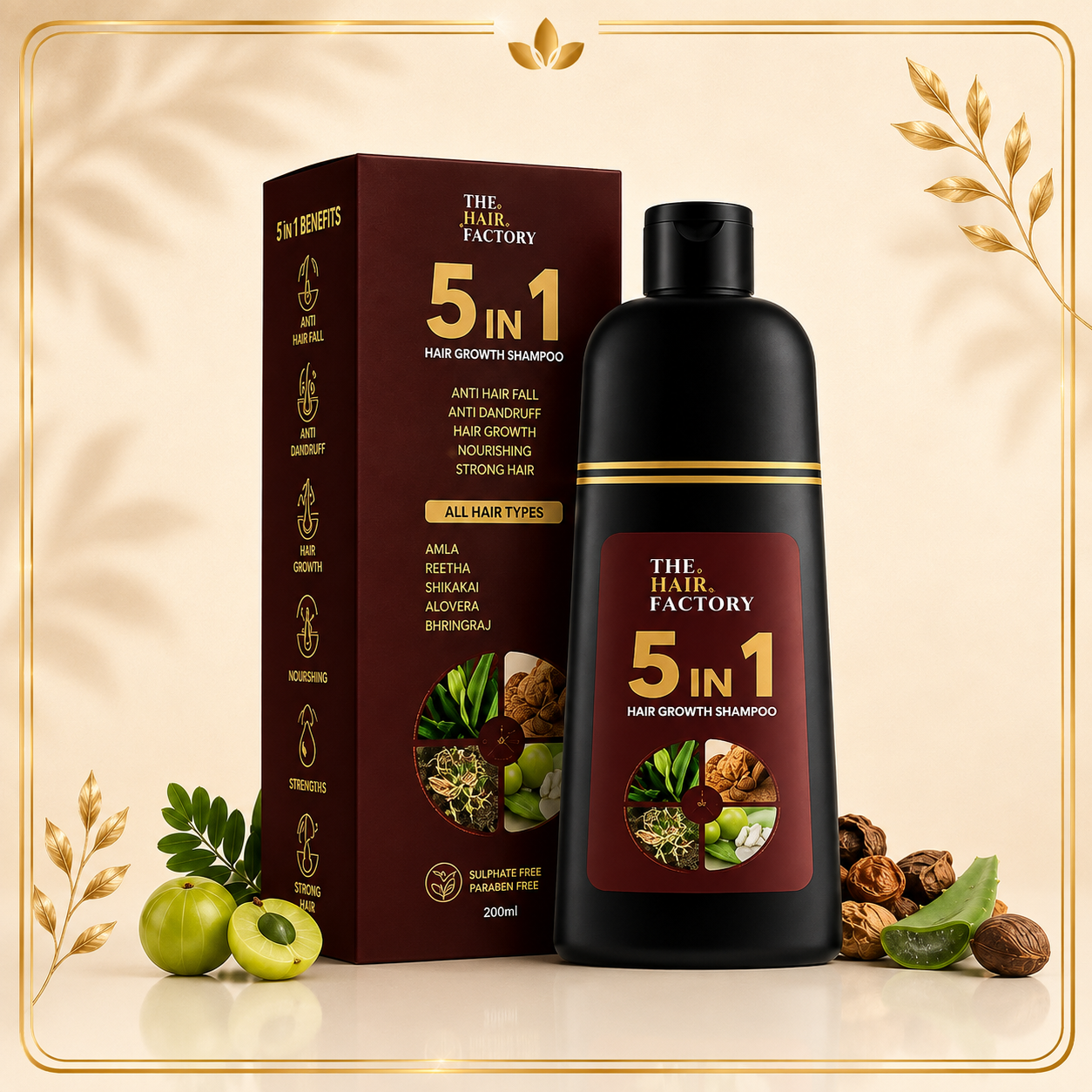 5 IN 1 HAIR COLOR SHAMPOO WITH KERATIN, OLIVE OIL & VITAMIN E