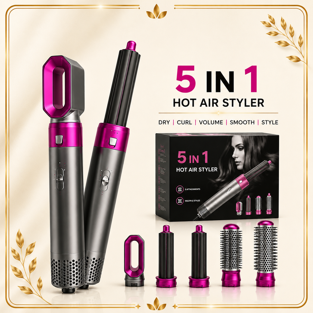 5-in-1 Hair Styler &amp; Volumizer – Dry, Curl, Straighten &amp; Volumize with One Tool